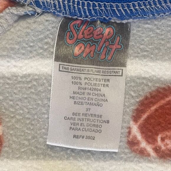 Football Print & Bear Face Fleece Footed Pajamas Costume Zip Closure 2Pk Size 3T - Picture 11 of 14